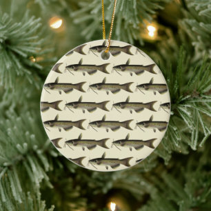 Welsangeln, alte marine Lebensflussfische Keramik Ornament
