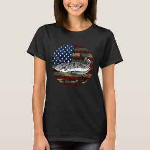 Welsangeln Amerika USA-Flagge Tarnung Angeln T-Shirt