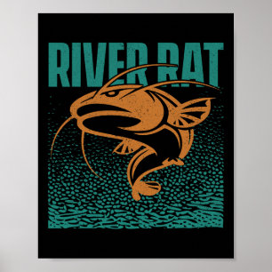 Welsangeln Flussratte - Welsfischen Poster