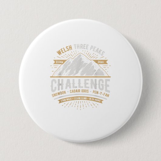 Welsh 3 Peaks Challenge Shirt Der Berg Button (Vorderseite)