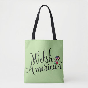 Welsh American Entwined Hearts Grocertasche Tasche