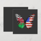 Welsh American Flag Butterfly Einladung (Vorne/Hinten)