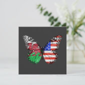 Welsh American Flag Butterfly Einladung (Stehend Vorderseite)