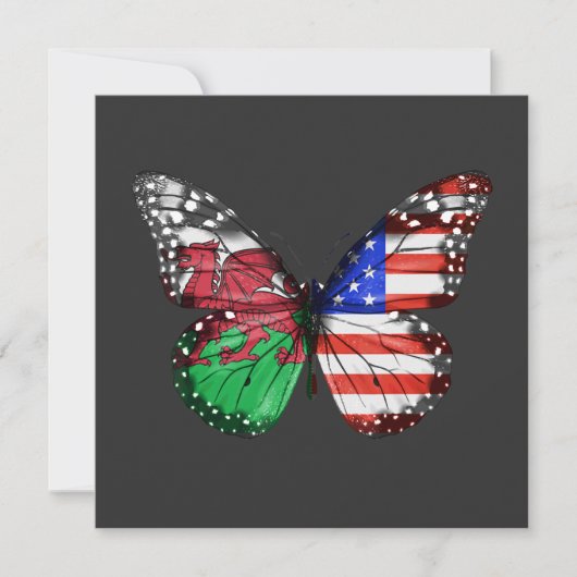 Welsh American Flag Butterfly Einladung (Vorderseite)