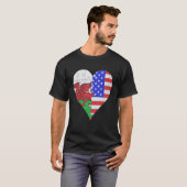 Welsh American Flag Herz T-Shirt (Vorne ganz)