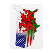 Welsh American Flags Map Flexi Magnet (Vertikal)
