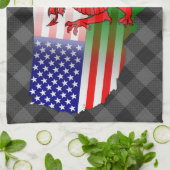 Welsh American Flags Map Teetuch Küchentuch (Gefaltet)