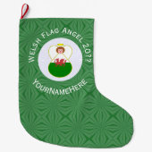 Welsh Angel Christmas Flag Personalisiert Großer Weihnachtsstrumpf (Vorderseite)