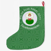 Welsh Angel Christmas Flag Personalisiert Großer Weihnachtsstrumpf (Rückseite)