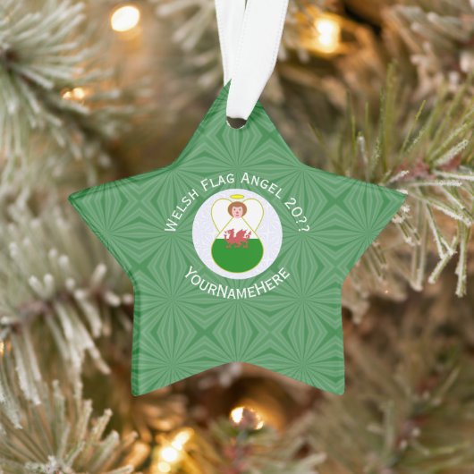 Welsh Angel Christmas Flag Personalisiert Ornament (Baum)