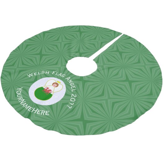 Welsh Angel Christmas Flag Personalisiert Polyester Weihnachtsbaumdecke (Schrägansicht)