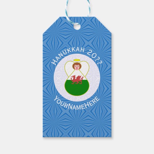 Welsh Angel Hanukkah Flag Personalized  Geschenkanhänger (Vorderseite)