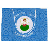 Welsh Angel Hanukkah Flag Personalized  Große Geschenktüte (Rückseite)