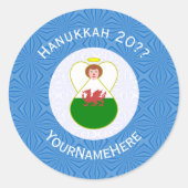 Welsh Angel Hanukkah Flag Personalized Runder Aufkleber (Vorderseite)