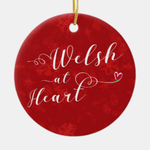 Welsh at Heart, Christmas Tree Ornament, Wales Keramikornament