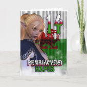 Welsh Birthday Card, Penblwydd Hapus 14 Karte (Vorderseite)