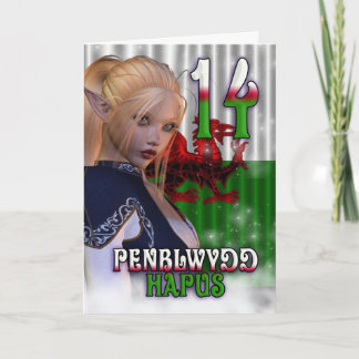 Welsh Birthday Card, Penblwydd Hapus 14 Karte