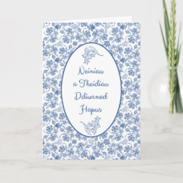 Welsh Blue on White Floral Grandparents Day Card Karte