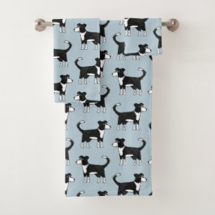 Welsh Border Collie Sheep Dog Blue Badhandtuch Set