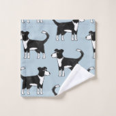 Welsh Border Collie Sheep Dog Blue Badhandtuch Set (Waschlappen)