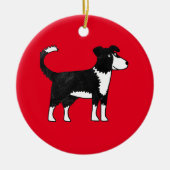 Welsh Border Collie Sheep Dog Keramik Ornament (Vorne)