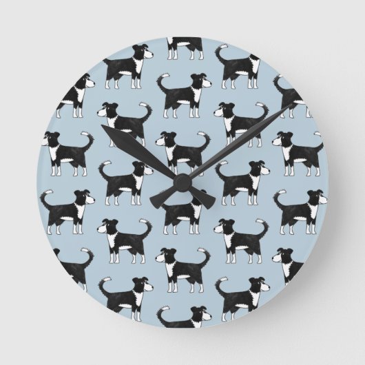 Welsh Border Collie Sheep Dog Muster Runde Wanduhr (Vorderseite)