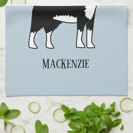 Welsh Border Collie Sheepdog Individuelle Name Geschirrtuch (Gefaltet)