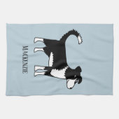 Welsh Border Collie Sheepdog Individuelle Name Geschirrtuch (Horizontal)