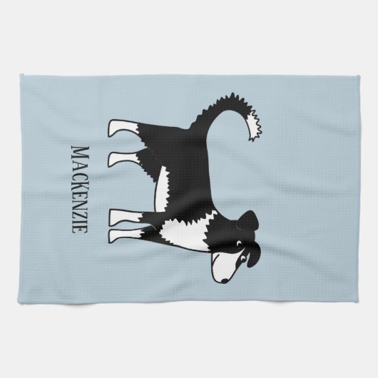 Welsh Border Collie Sheepdog Individuelle Name Geschirrtuch (Horizontal)