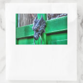 Welsh Cast Eisen Dragon Kopf Türknopf Rechteckiger Aufkleber (Tasche)