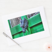 Welsh Cast Eisen Dragon Kopf Türknopf Rechteckiger Aufkleber (Umschlag)