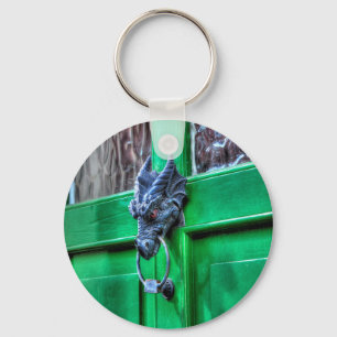 Welsh Cast Eisen Dragon Kopf Türknopf Schlüsselanhänger