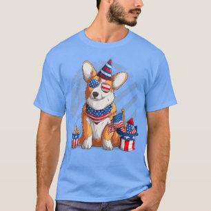 Welsh Corgi 4. Juli Patriotic American Flag Design T-Shirt