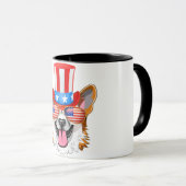 Welsh Corgi American Sunglasses 4. Juli Dog Pu Tasse (VorderseiteRechts)