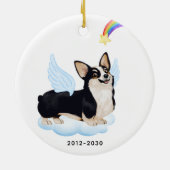 Welsh Corgi Angel Dog Personalisiert Pet Memorial Keramik Ornament (Hinten)
