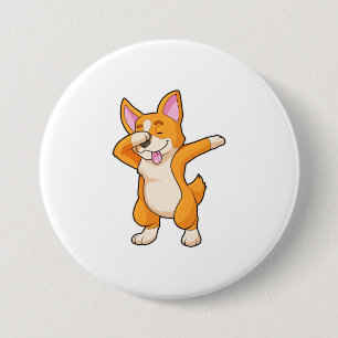 Welsh Corgi auf Hip Hop Dance Dab Button