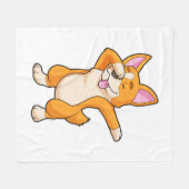 Welsh Corgi auf Hip Hop Dance Dab Fleecedecke (Vorderseite (Horizontal))