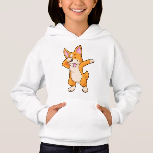 Welsh Corgi auf Hip Hop Dance Dab Hoodie (Vorderseite)