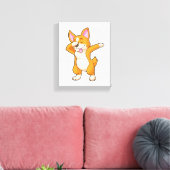 Welsh Corgi auf Hip Hop Dance Dab Leinwanddruck (Insitu (Wohnzimmer))