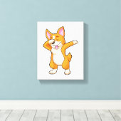 Welsh Corgi auf Hip Hop Dance Dab Leinwanddruck (Insitu (Holzboden))