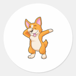 Welsh Corgi auf Hip Hop Dance Dab Runder Aufkleber