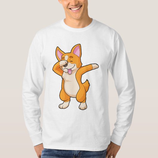 Welsh Corgi auf Hip Hop Dance Dab T-Shirt (Vorderseite)