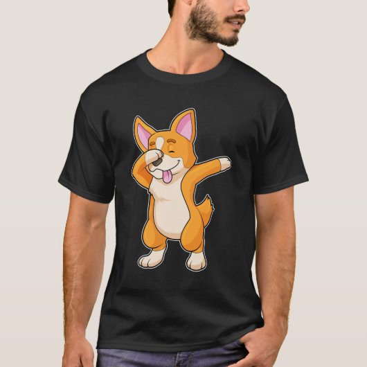 Welsh Corgi auf Hip Hop Dance Dab T-Shirt (Vorderseite)