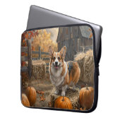 Welsh Corgi Autumn Pumpkin Farm Laptopschutzhülle (Vorderseite Links)
