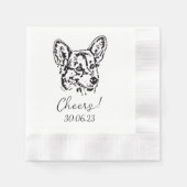 Welsh Corgi Cheers Dog Custom Cocktail Napkin Serviette (Vorderseite)
