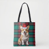 Welsh Corgi Christmas Dog Seasonal Green Plaid Tasche (Vorderseite)