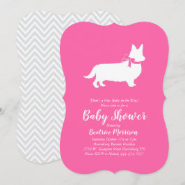 Welsh Corgi Dog Baby Dusche Pink Girl Einladung