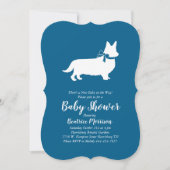 Welsh Corgi Dog Baby Shower Blue Boy Einladung (Vorderseite)