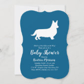 Welsh Corgi Dog Baby Shower Blue Boy Einladung (Vorderseite)