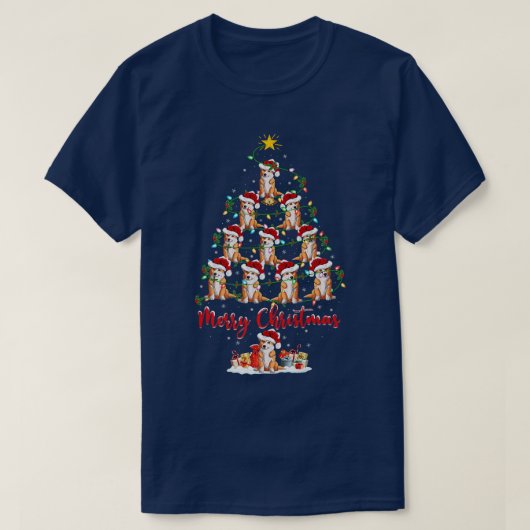 Welsh Corgi Dog Christmas Tree Lights Funny Welsh T-Shirt (Design vorne)